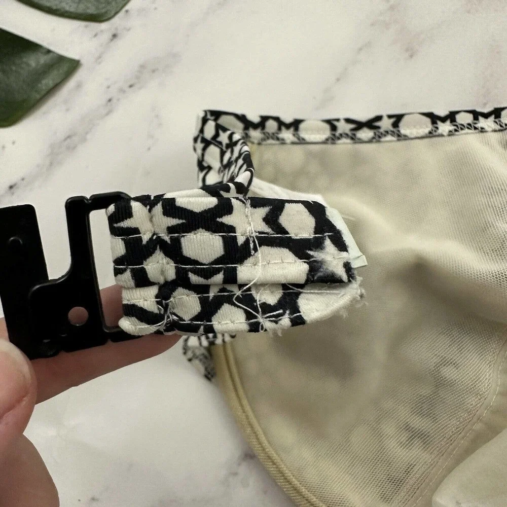 Freya Halter Bikini Top Size 34 E White Black Geometric Star Print Underwire